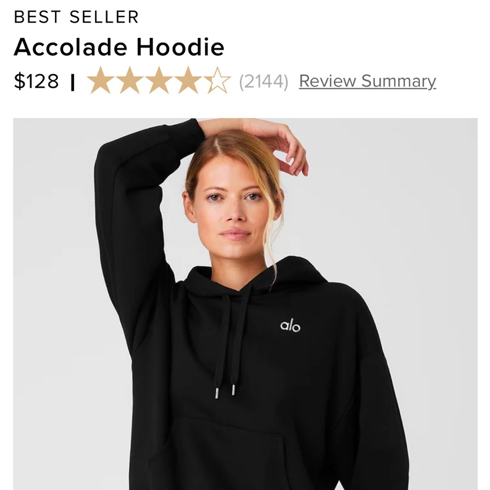 Alo Yoga Accolade Black Women’s Hoodie Size M/L